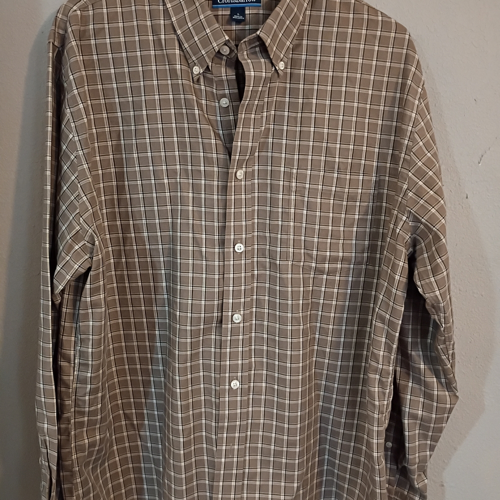 Croft & Barrow Men's Tan Plaid Button Down Shirt
